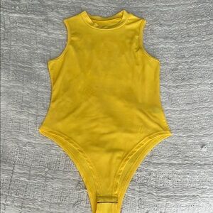 SHEIN Yellow Sleeveless Bodysuit High Neck